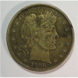 1906-O BARBER HALF ORIGINAL NEVER CLEANED XF-AU