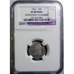 1821 Bust dime NGC XF cleaned