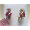 Image 1 : .30 Carat Diamonds and Ruby 14K Yellow Gold Earrings