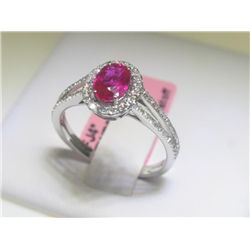 .40 Carat Diamonds and Ruby 14K White Gold Ring