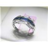 Image 1 : Blue Sapphire and .06 CT Diamonds 14K White Gold Ring