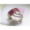 Image 1 : Ruby and Diamonds 14K Yellow Gold Ring and Earrings Set