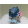 Image 1 : Blue Topaz and Diamonds 14K White Gold Ring Earring Set
