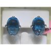 Image 2 : Blue Topaz and Diamonds 14K White Gold Ring Earring Set