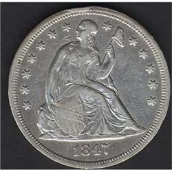 1847 Seated Dollar EF45