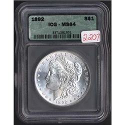 1892 Morgan Dollar ICG MS64