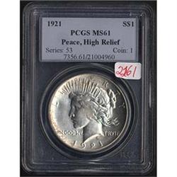 1921 Peace Dollar PCGS MS61