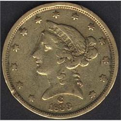 1839-C Half Eagle VF20