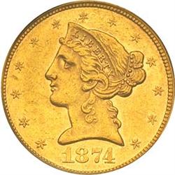 1874 Half Eagle PCGS AU55