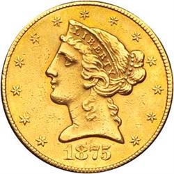 1875-CC Half Eagle AU55