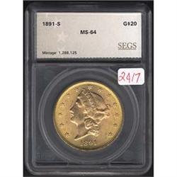 1891-S Double Eagle MS62