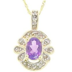 1 Ctw Amethyst & Diamond Pendant