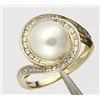 Image 1 : Genuine Pearl & Diamond Swirl Ring