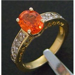 2.50 Ctw Diamond & Created Orange Sapphire Ring