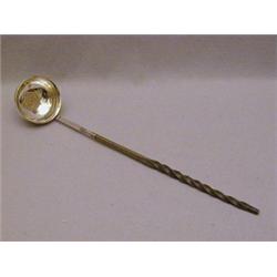 A SILVER PUNCH LADLE, whale bone handle in...