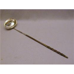 A SILVER PUNCH LADLE, whale bone handle re...