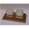 Image 1 : A DESK INK WELL, leather covered with twin...