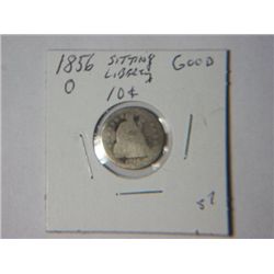 1856-O  SITTING LIBERTY 10 CENT