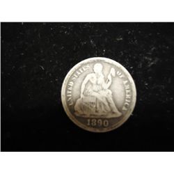 1890 SEATED LIBERTY DIME