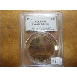 1976 CANADA LIBRARY SILVER DOLLAR PCGS SP63