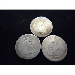 3 ASSORTED SEATED LIBERTY QUARTERS