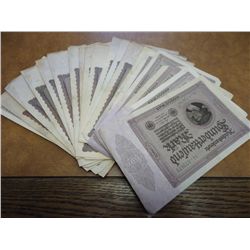 20 1923 GERMAN 100,000 MARK INFLATION NOTES
