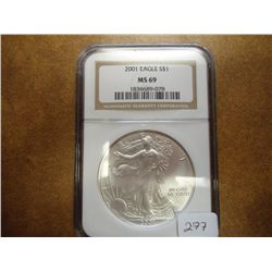 2001 AMERICAN SILVER EAGLE NGC MS69