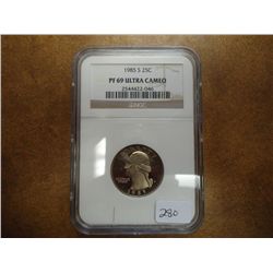 1985-S WASHINGTON QUARTER NGC PF69 ULTRA CAMEO