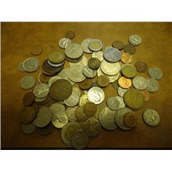 1 POUND OF ASSORTED FOREIGN COINS