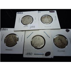 1883,84,87,90 & 91 SEATED LIBERTY DIMES
