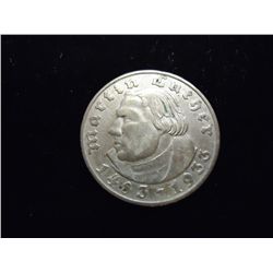 1933 GERMAN 2 MARKS "MARTIN LUTHER"  UNC