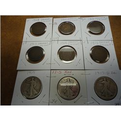 1917 P/D/S WALKERS & 6-CANADIAN LARGE CENTS