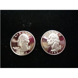 1994-S & 95-S WASHINGTON SILVER QUARTERS PROOF