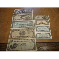 9 PIECES OF JAPANESE INVASION MONEY
