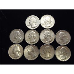 10 ASSORTED WASHINGTON SILVER QUARTERS