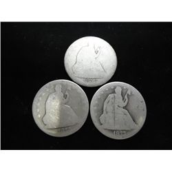 1858-O,75 & 77 SEATED LIBERTY HALF DOLLARS