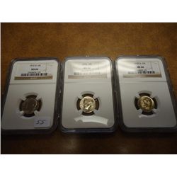 1972-D,74 & 79-D ROOSEVELT DIMES NGC MS66