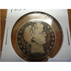 1913-S BARBER HALF DOLLAR