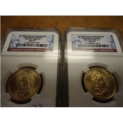 2010-P/D SMS PIERCE DOLLARS NGC MS67 2 SLABS
