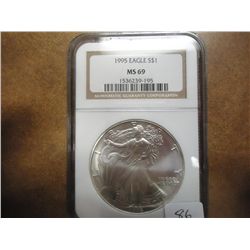 1995 AMERICAN SILVER EAGLE NGC MS69