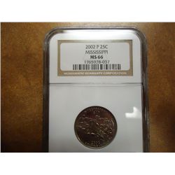 2002-P MISSISSIPPI QUARTER NGC MS66