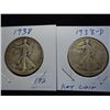 Image 1 : 1938 P/D WALKING LIBERTY HALF DOLLARS