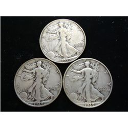 1939-P/D/S WALKING LIBERTY HALF DOLLARS