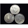 Image 1 : 3-1964 90% SILVER KENNEDY HALF DOLLARS