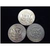 Image 2 : 3-1964 90% SILVER KENNEDY HALF DOLLARS