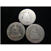 Image 1 : 3 ASSORTED SEATED LIBERTY QUARTERS