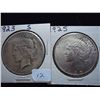 Image 1 : 1923-S & 25 PEACE SILVER DOLLARS