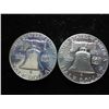 Image 2 : 1962 & 63 FRANKLIN HALF DOLLARS PROOF