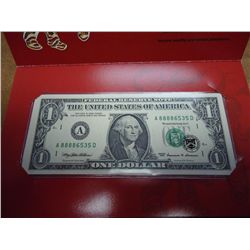 1999 $1 FRN BEP LUCKY MONEY SERIAL STARTS 8888 CU