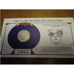 1884 MORGAN SILVER DOLLAR AND STAMP SET